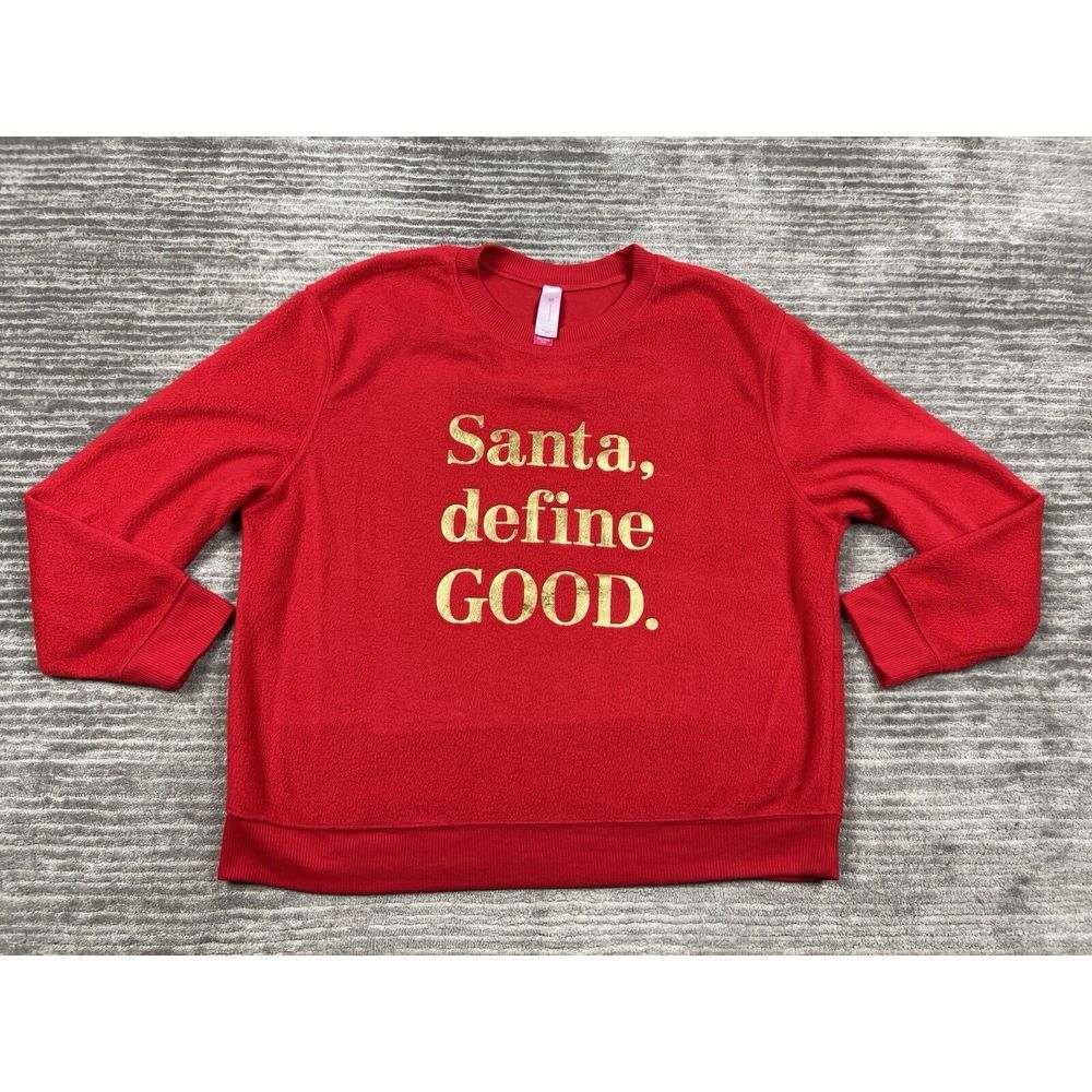 No Boundaries Sweater Juniors XXL 19 Red Long Sleeve Soft Santa Define Good